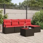Set de canapea cu pernă 6 pcs Maro poliratan GartenMobel Dekor