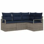 Set de canapea cu pernă 4 pcs Gri poliratan GartenMobel Dekor