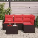 Set de canapea cu pernă 5 pcs Maro poliratan GartenMobel Dekor