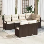 Set de canapea cu pernă 7 pcs Maro poliratan GartenMobel Dekor