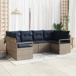 Set de canapea cu pernă 6 pcs Gri Poli Rattan GartenMobel Dekor