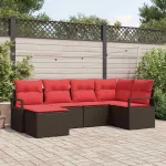 Set de canapea cu pernă 6 pcs Maro poliratan GartenMobel Dekor