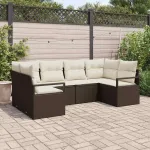 Set de canapea cu pernă 6 pcs Maro poliratan GartenMobel Dekor