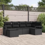 Set de canapea cu pernă 6 pcs Negru poliratan GartenMobel Dekor
