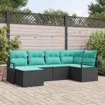 Set de canapea cu pernă 6 pcs Negru poliratan GartenMobel Dekor