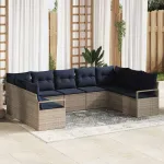 Set de canapea cu pernă 7 pcs Gri poliratan GartenMobel Dekor