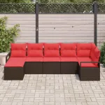 Set de canapea cu pernă 7 pcs Maro poliratan GartenMobel Dekor