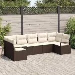 Set de canapea cu pernă 7 pcs Maro poliratan GartenMobel Dekor
