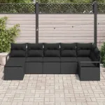 Set de canapea cu pernă 7 pcs Negru poliratan GartenMobel Dekor