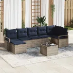 Set de canapea cu pernă 8 pcs Gri poliratan GartenMobel Dekor