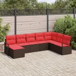 Set de canapea cu pernă 8 pcs Maro poliratan GartenMobel Dekor