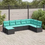Set de canapea cu pernă 8 pcs Negru poliratan GartenMobel Dekor