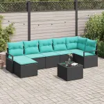 Set de canapea cu pernă 8 pcs Negru poliratan GartenMobel Dekor