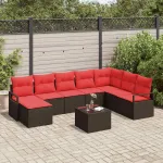 Set de canapea cu pernă 9 pcs Maro poliratan GartenMobel Dekor