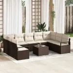 Set de canapea cu pernă 10 pcs Maro poliratan GartenMobel Dekor