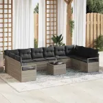 Set de canapea cu pernă 11 pcs Gri deschis poliratan GartenMobel Dekor