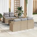 Set de canapea cu pernă 6 pcs Beige și gri deschis poliratan GartenMobel Dekor