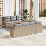 Set de canapea cu pernă 8 pcs Beige și gri deschis poliratan GartenMobel Dekor