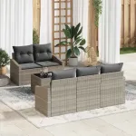 Set de canapea cu pernă Manual 6 pcs Gri deschis poliratan GartenMobel Dekor