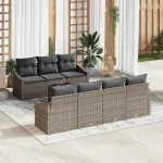 Set de canapea cu pernă cu pernă 8 pcs Gri poliratan GartenMobel Dekor