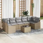 Set de canapea Beige și gri deschis 55 x 55 x 37 cm poliratan GartenMobel Dekor