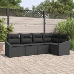 Set de canapea cu pernă 5 pcs Negru poliratan GartenMobel Dekor