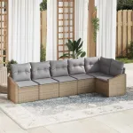Set de canapea cu pernă 6 pcs Bej poliratan GartenMobel Dekor
