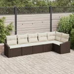 Set de canapea cu pernă 6 pcs Maro poliratan GartenMobel Dekor