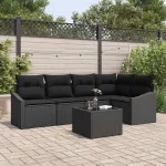 Set de canapea cu pernă 6 pcs Negru poliratan GartenMobel Dekor