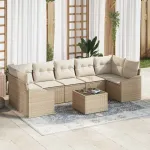 Set de canapea cu pernă Bej și crem 55 x 55 x 37 cm poliratan GartenMobel Dekor