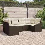 Set de canapea cu pernă 6 pcs Maro poliratan GartenMobel Dekor