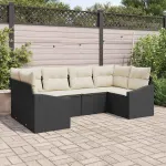 Set de canapea cu pernă 6 pcs Negru poliratan GartenMobel Dekor