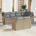 Set de canapea cu pernă 7 pcs Bej poliratan GartenMobel Dekor