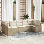 Set de canapea cu pernă 7 pcs Bej poliratan GartenMobel Dekor