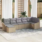 Set de canapea cu pernă 7 pcs Bej poliratan GartenMobel Dekor