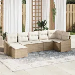 Set de canapea cu pernă 7 pcs Bej poliratan GartenMobel Dekor