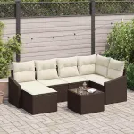 Set de canapea cu pernă 7 pcs Maro poliratan GartenMobel Dekor