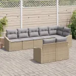 Set de canapea cu pernă 8 pcs Bej poliratan GartenMobel Dekor