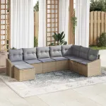 Set de canapea cu pernă 8 pcs Bej poliratan GartenMobel Dekor