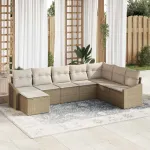 Set de canapea cu pernă 8 pcs Bej poliratan GartenMobel Dekor