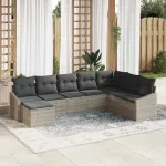 Set de canapea cu pernă 8 pcs Gri deschis poliratan GartenMobel Dekor