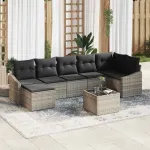 Set de canapea cu pernă 8 pcs Gri poliratan GartenMobel Dekor