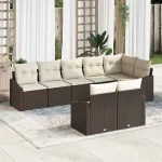 Set de canapea cu pernă 8 pcs Maro poliratan GartenMobel Dekor