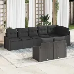 Set de canapea cu pernă 8 pcs Negru poliratan GartenMobel Dekor