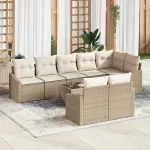 Set de canapea cu pernă 9 pcs Bej poliratan GartenMobel Dekor