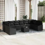 Set de canapea cu pernă 11 pcs Negru poliratan GartenMobel Dekor