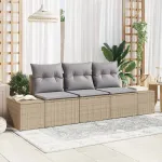 Set de canapea cu pernă 3 pcs Bej poliratan GartenMobel Dekor