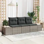 Set de canapea cu pernă 3 pcs Gri poliratan GartenMobel Dekor