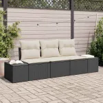 Set de canapea cu pernă 3 pcs Negru poliratan GartenMobel Dekor