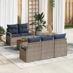 Set de canapele pentru grădină cu pernă 6 pcs Gri poliratan GartenMobel Dekor